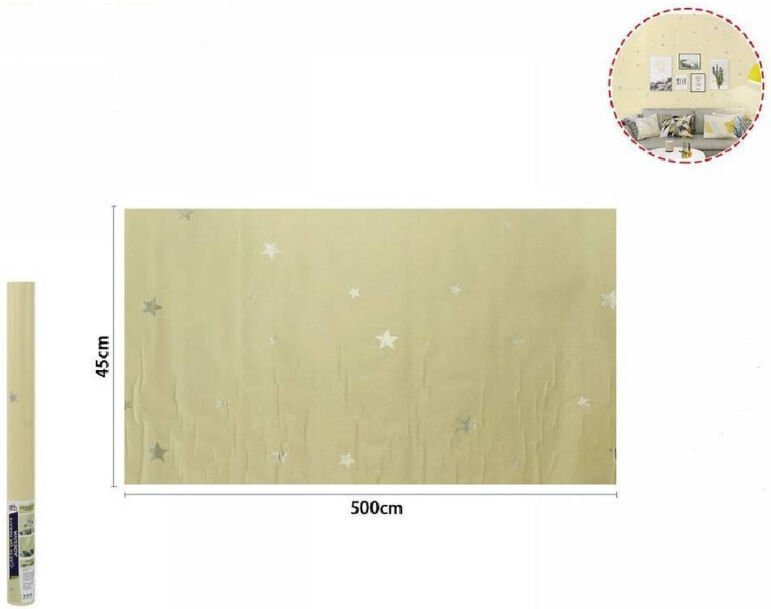 Trade Shop Traesio - Trade Shop - rotolo pellicola adesiva gialla mit stelle 45CM x 5MT furbel parates 71132 -