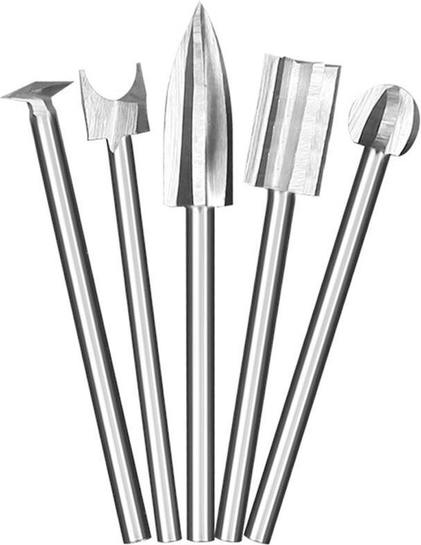 5-teiliges Set Holzfräser, kompatibel mit Dremel-Rotationswerkzeugen – 5 Holzschnitzfräser – mit 1/8"-Schaft – für Heimw...