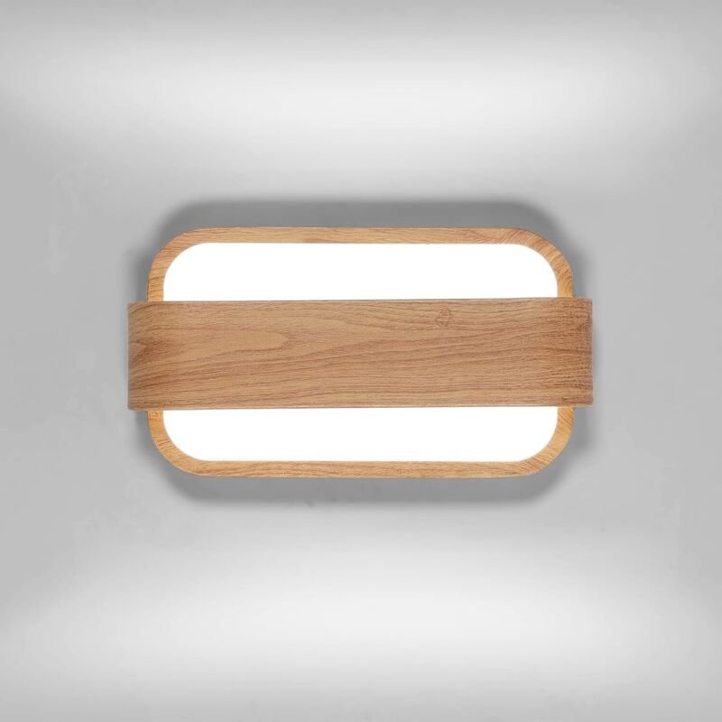 COMELY Wandleuchte aus Acryl und Holz, 27 x 15 x 9 cm, 13 W, Kaltweiß 6500 K, 220 V, Für Flur, Schlafzimmer, Büro, minim...