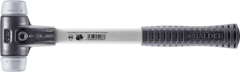 SIMPLEX-Schonhammer, TPE-mid mit verstärktem Tempergussgehäuse und Fiberglasstiel D=30 mm 3703.030