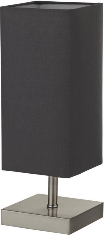Searchlight Valley Tischlampe aus Satinsilber mit dunkelgrauem Schirm