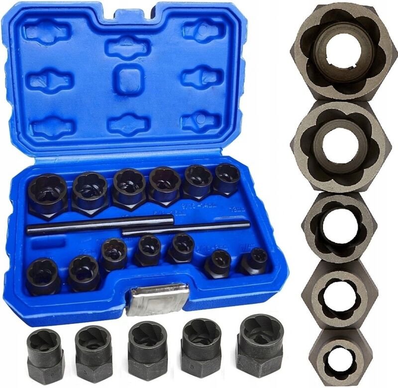 Sockets für beschädigte und abgedrehte Schrauben und Muttern zum Lösen 15-teilig 6-19 mm