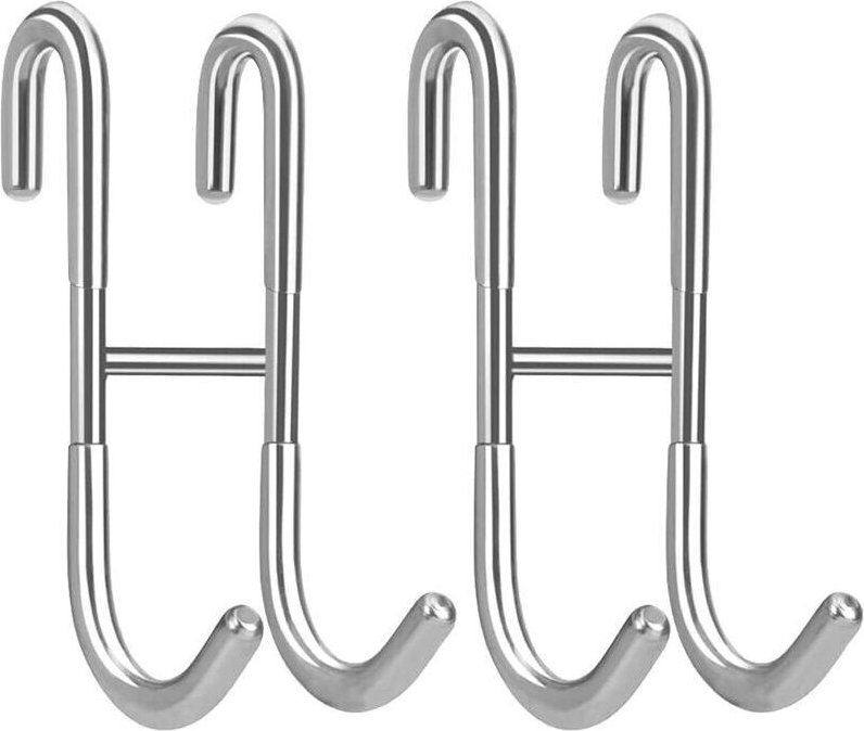 Linghhang - 2x Haken - Silberne Handtuchhaken aus Edelstahl für die Badezimmertür mit Silikonschutz