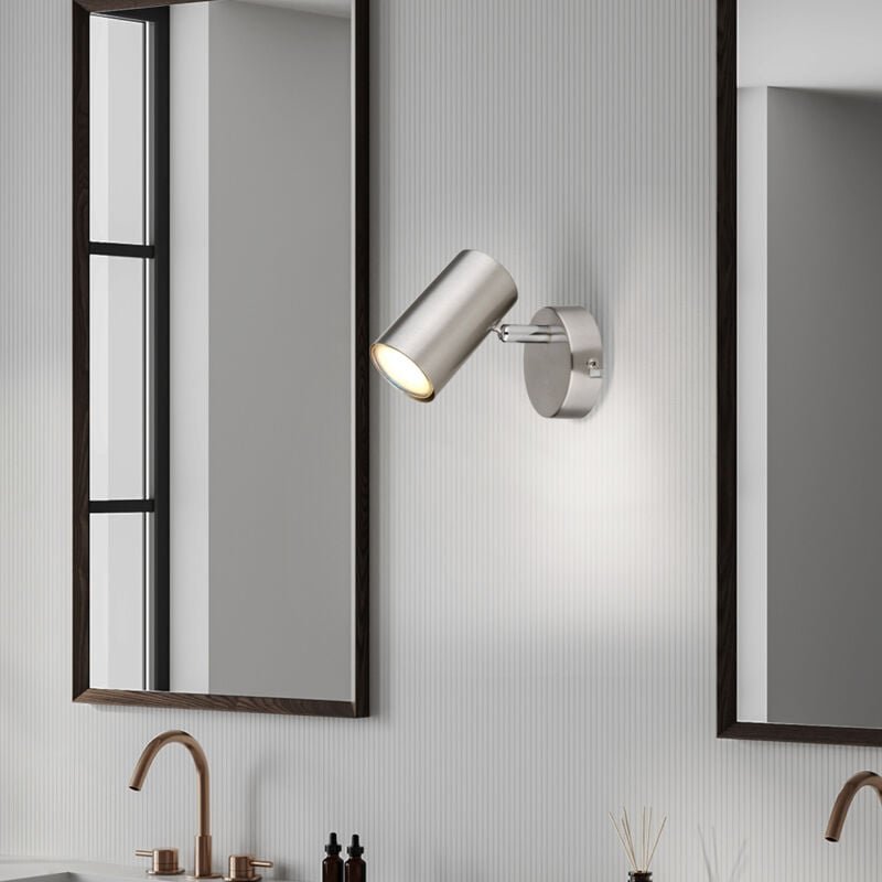 Wandleuchte Spot schwenkbar Wandlampe silber Flurleuchte beweglich, Metall, GU10 Fassung, LxBxH 12x8x10 cm