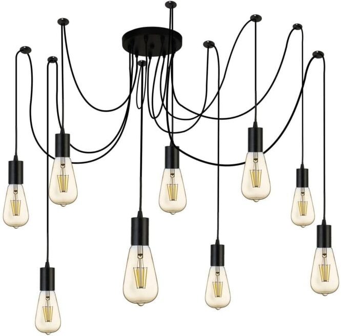 Searchlight - Squiggle - 9 Light Cluster Anhänger Matt Black, E27