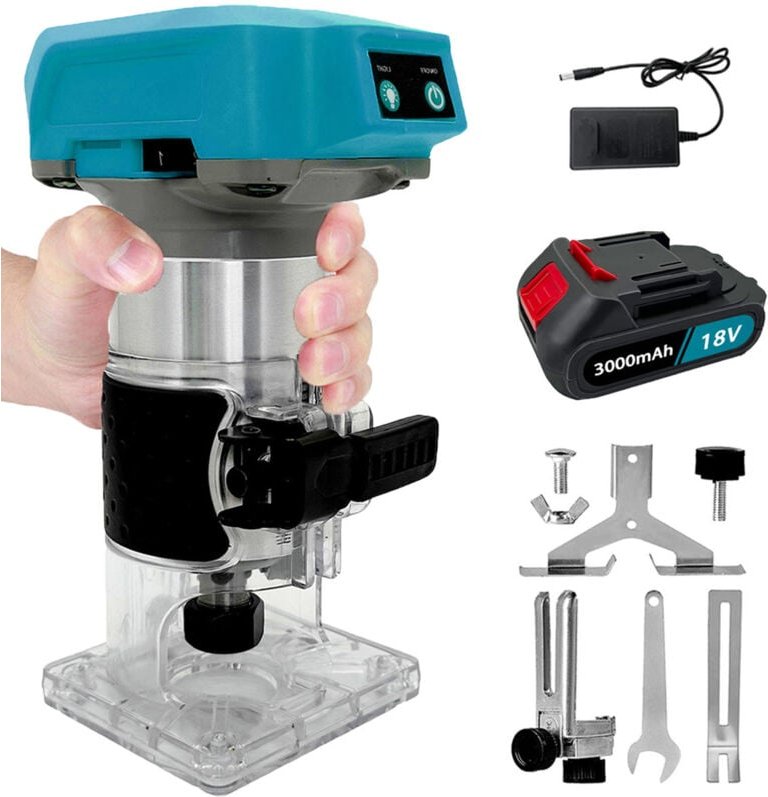 Teetok - Oberfräsen, kabelloses bürstenloses Kompakt-Oberfräsenwerkzeug, 850 w Holz-Handflächen-Oberfräse, Hand-Holztrim...