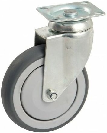 Lenkrolle mit rechteckiger Platte AVL Gummirad ø 100 - Tragkraft 45 kg - 550832O