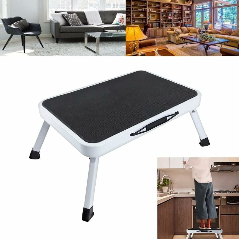 Stahl-Trittleitern, Zusammenklappbare Trittleiter, Leichter Tritthocker, 1 Trittstufe, rutschfeste Innenhockertreppe mit...