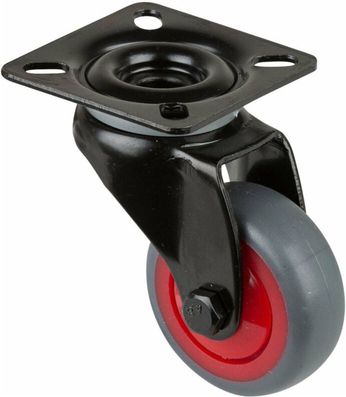 Bs Rollen Gmbh - Lenkrolle Rad-Ø 50 mm Tragfähigkeit 50 kg mit Anschraubplatte Kugellager Gummi grau