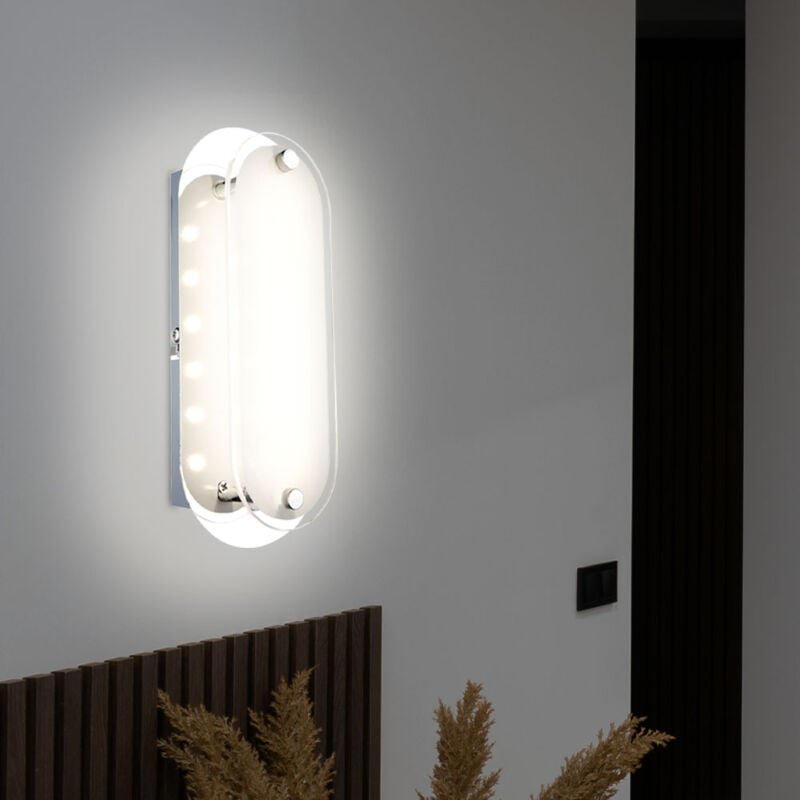 Globo Lighting - Wandleuchte Chrom Wandlampe Modern Design led Glasleuchte klar, Glasschirm satiniert, 1x led 3 Watt 198...
