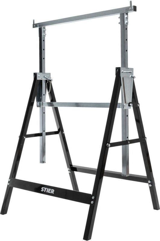 Teleskop-Arbeitsbock, Tragkraft 200 kg, Unterstellbock höhenverstellbar 82 - 130 cm, aus Stahl-Vierkantrohr, kratzfeste ...