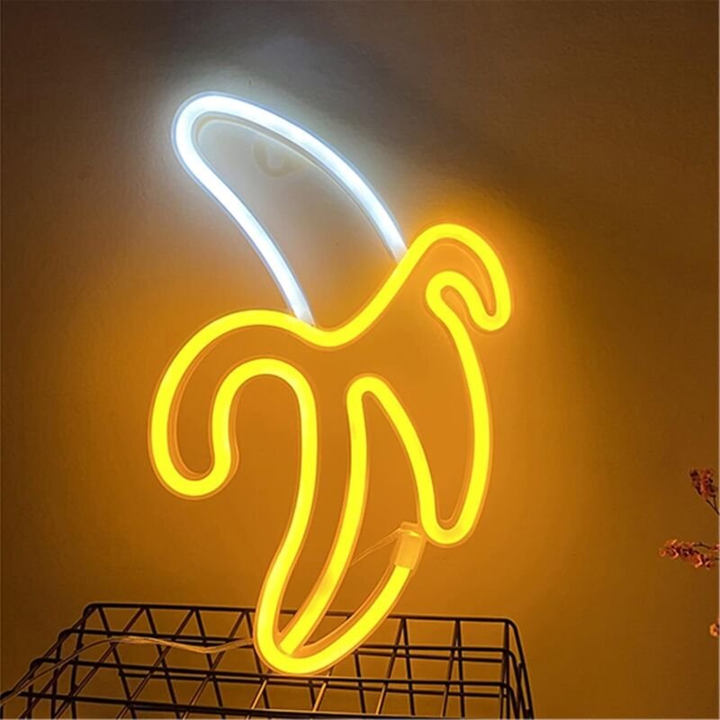 LED-Neon-Wandleuchte „Banane“ für die Heimdekoration, batterie- und USB-betrieben, Neon-Nachtlicht