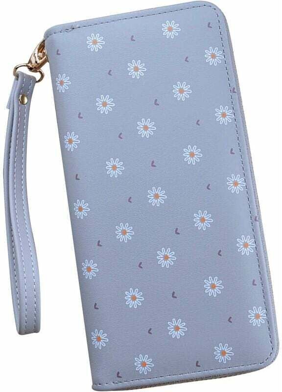 Lange Geldbörse aus PU-Leder mit mehreren Kartenfächern (grau) - Fei Yu