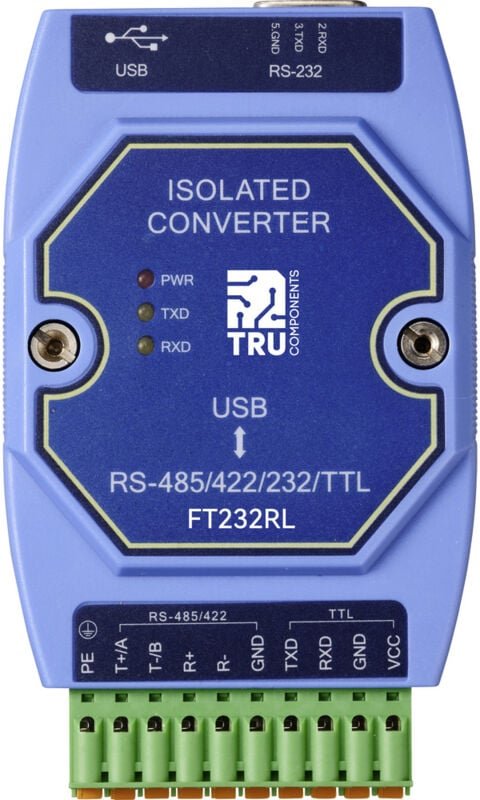 TC-12626056 TC-E810-U15 Seriell Umsetzer usb, RS-422, RS-485, Sub-D9 3.3 v, 5 v 1 - Tru Components