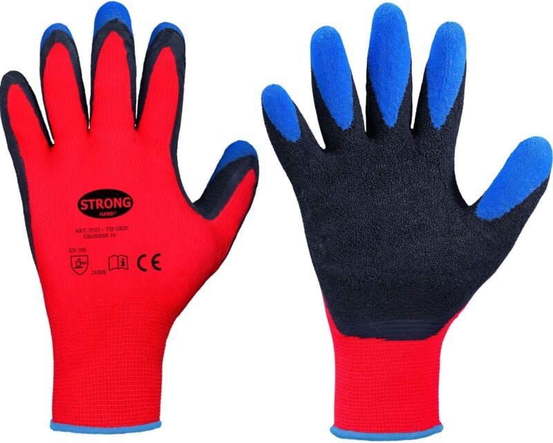 0523-10H Handschuhe Tip Grip Größe 10 rot/schwarz/blau en 388 PSA-Kat - Stronghand