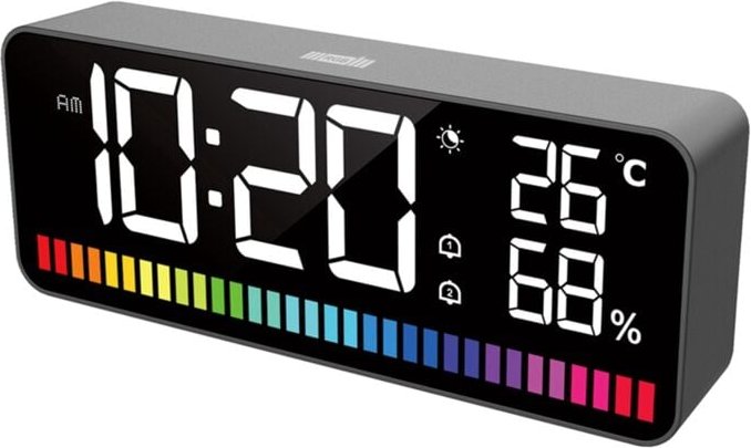 Tlily - LED-Wecker Spectrum Pickup Elektronische Temperatur- und Feuchtigkeitsanzeige Schlummerfunktion 12/24-Stunden-He...