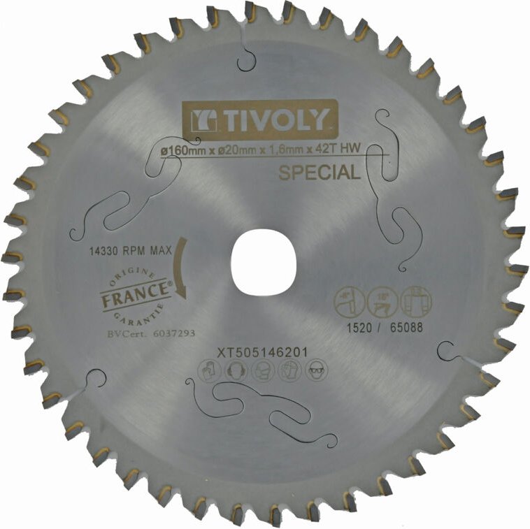 Tivoly - Kreissägeblatt • Ø160 mm • 42 Hartmetallzähne • Hervorragende Oberfläche • Für tragbare Sägen • Zum Schneiden m...
