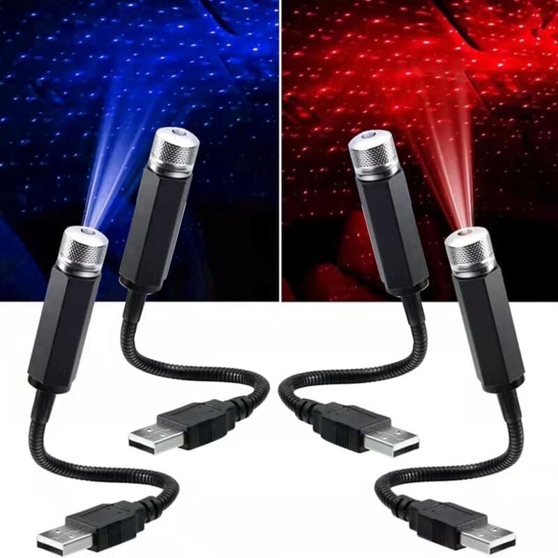 USB-Auto-Sternenhimmel, 4-teiliges tragbares Dachlicht mit USB-Steckerschnittstelle, Auto-Innenbeleuchtung, Spielmuster-...