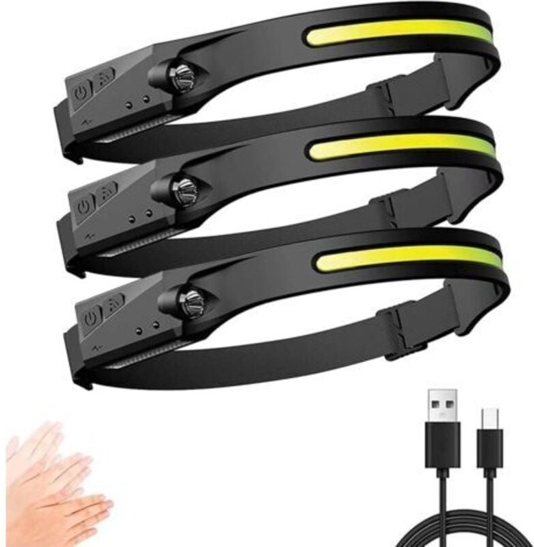 Jalleria - Stirnlampe, leistungsstarke USB-wiederaufladbare LED-Stirnlampe, 500 Lumen, 3 Beleuchtungsmodi, manuelle Erke...