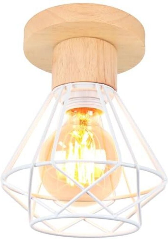 Industrielle Deckenleuchte, 16 cm, Vintage-Leuchte, E27, Retro-Kronleuchter, Pendelleuchte im Käfigdesign aus Eisen und ...