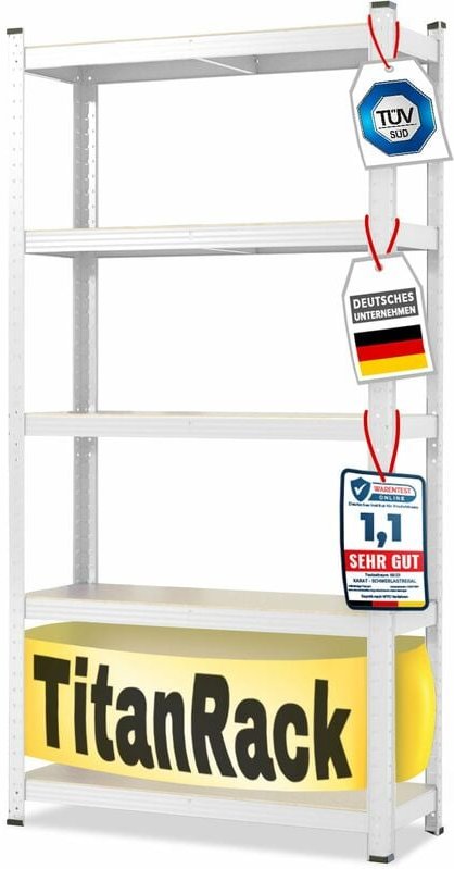 Schwerlastregal Grizzly Weiß Höhe: 180 cm Breite: 90 cm Tiefe: 60 cm