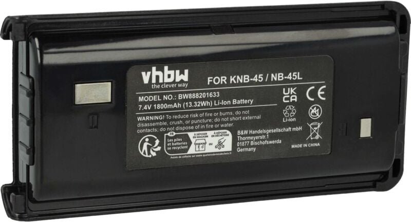 Vhbw - 1x Akku kompatibel mit Kenwood TK-3307M2, TK-3306M3, TK-3707 Funkgerät, Walkie Talkie (1800 mAh, 7,4 v, Li-Ion)