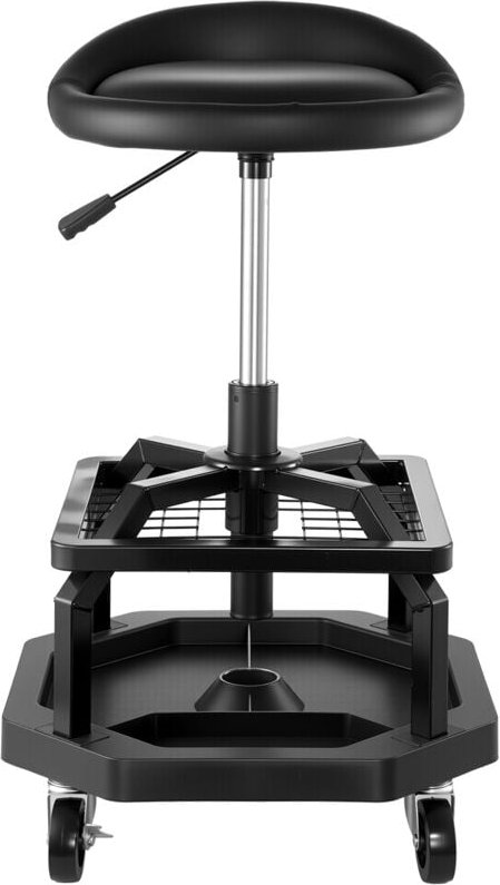 Rollbarer Werkstatthocker mit pneumatischer Höhenverstellung, 136 kg Tragkraft, gepolsterter Sitz, 360° Drehfunktion und...