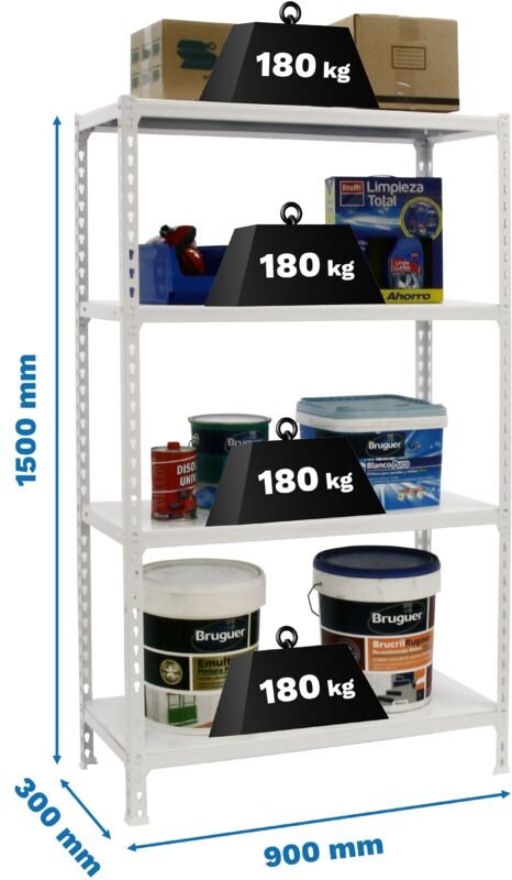 Simonrack SIMONCLICK 4/300 weiße Regale 4 Ebenen