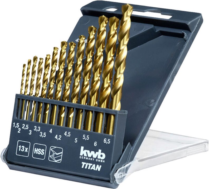 HSS-Spiralbohrer-Set, 429844, 1,5 - 6,5 mm, Titan, 13-teilig - KWB