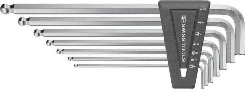 Pb Swiss Tools - Winkelschraubendreher- Satz im Kunststoffhalter 7-teilig 3/32-5/16' Kugelkopf pb