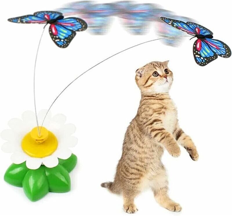 Katzenspielzeug – Interaktives Katzenspielzeug – Schmetterling – Spielerische Bewegung – Elektrisch – Rotierend – Automa...
