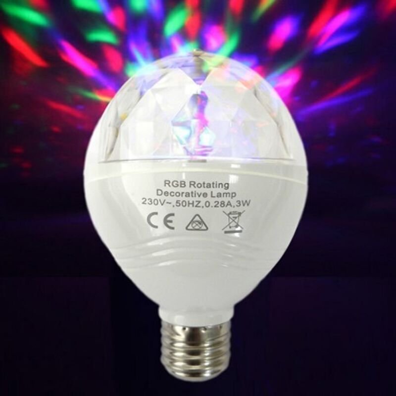 RGB EDM E27 3W Mehrfarbige LED-Glühbirne mit 360°-Drehung Ø8x13cm