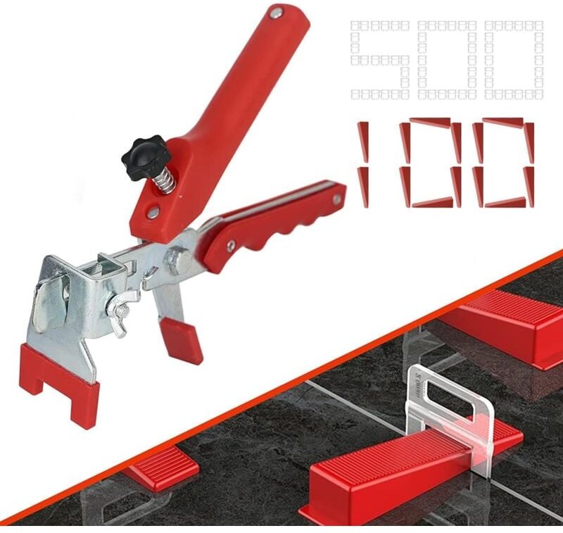 Thumbnail - Fliesen-Nivelliersystem, 2 mm Verlegehilfe, 500 Clips + 100 Keile, 1 Zange für Fliesen-Verlegehilfe, Fliesen-Nivellier-S...