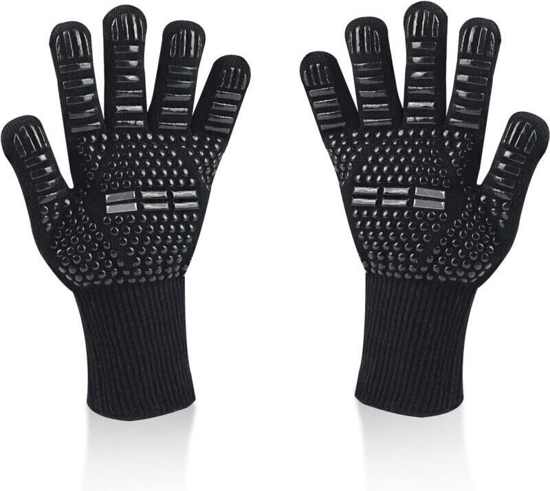 Grillhandschuhe, Universal-Ofenhandschuhe, hitzebeständig bis 800 °C, rutschfest, feuerfeste Silikon-Küchenhandschuhe mi...