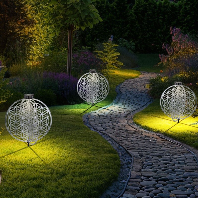 Solarlampe orientalische Dekoleuchte Gartenlampe Lebensblume Solar Solarleuchte für Außen, Metall, Erdspieß, 1x led, LxB...