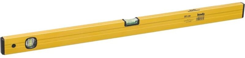 Wasserwaage Aluminium 80 cm, 0,5 mm/m Genauigkeit, hoch präzise geschliffen, je 1 Horizontal-und Vertikallibelle - KWB