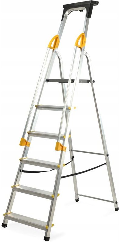 Kadax - Aluleiter, Stehleiter mit Handlauf, Trittleiter belastbar bis 150kg