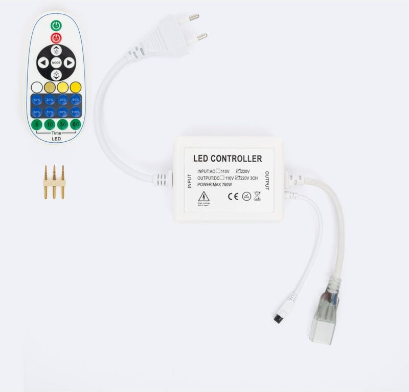 Controller Dimmer für led Streifen cct 220V ac mit Fernbedienung rf Weiß