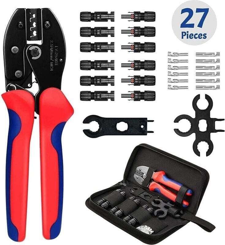 2,5/4,0/6,0 mm² Solarmodul-Crimpset PV-Draht-Crimpwerkzeuge + 6 Kabelverbinder + 1 Paar Solarmodulschlüssel