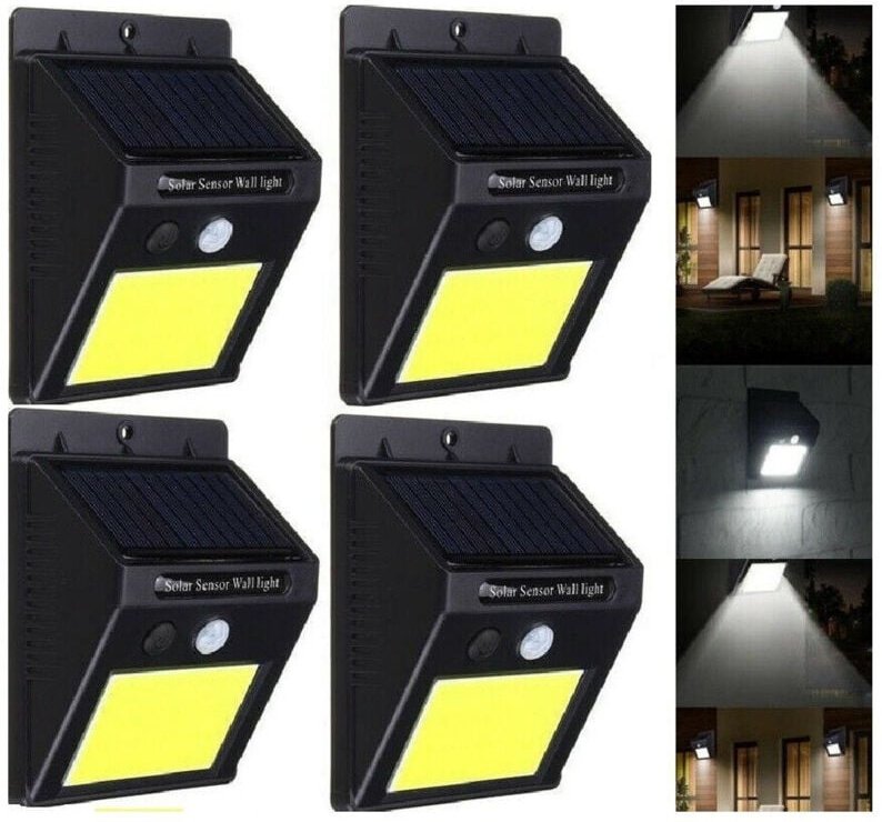 Trade Shop Traesio - Trade Shop - 4 Solar-LED-Außengarten-Photovoltaik-Strahler 48 LED-Sensor -