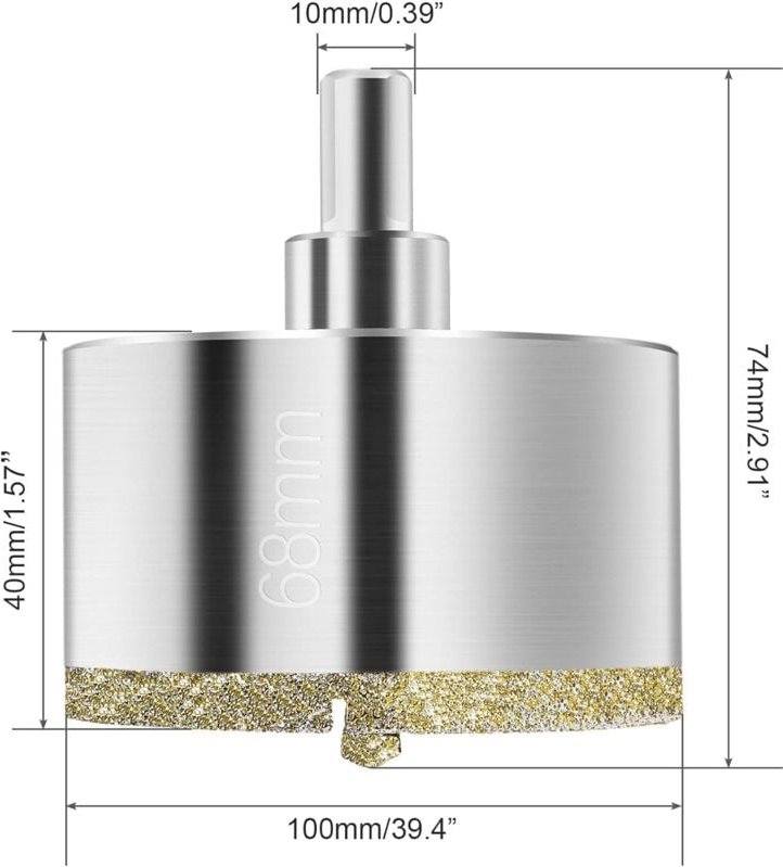 Diamant-Lochsäge 68 mm, Diamantbohrer mit Zentralführungsbohrer, Fliesenlochsäge mit Diamant-Oberflächenbeschichtung zum...