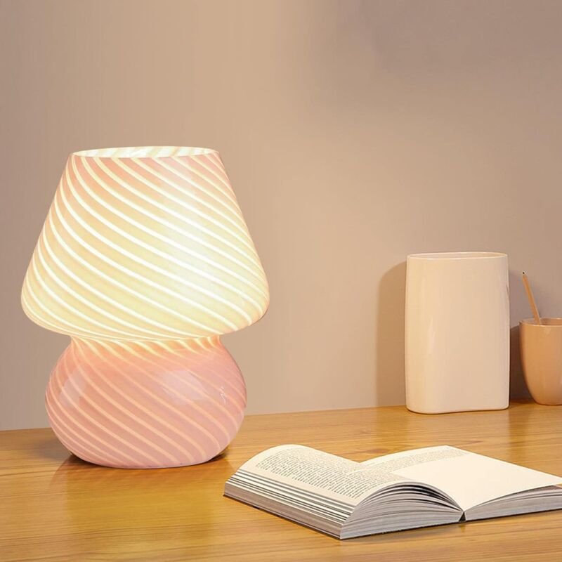 Lampe de Chevet Champignon, Lumière de nuit en Verre Chambre à Coucher, Lampe De Chevet, Lampe de Chevet Chambre Lampe V...