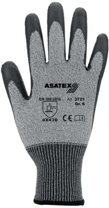 Asatex - 3721/10 Schnittschutzhandschuhe Größe 10 graumeliert/schwarz en 388 psa-