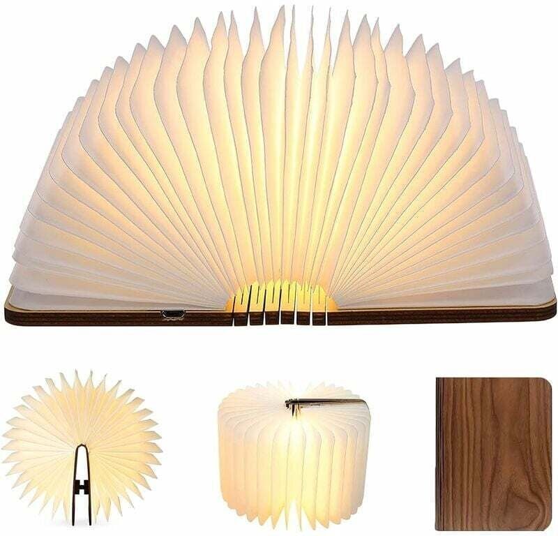 Klappbare Buchlampe, Geschenk zum Mittherbstfest, wiederaufladbares USB-Nachtlicht, LED-Seitenumblätterlicht aus Holz