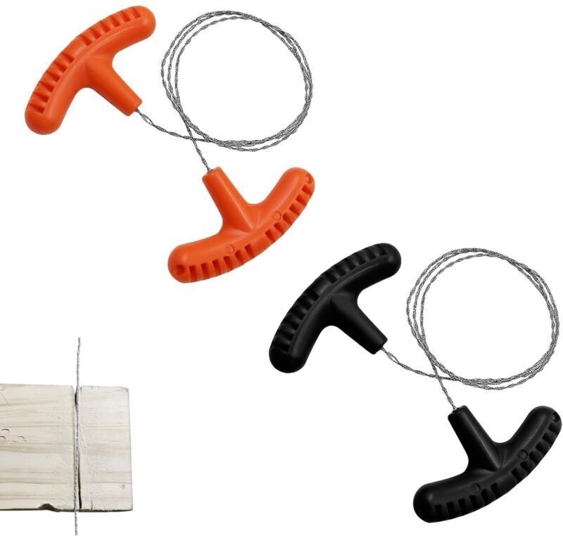 Set mit 2 Edelstahl-Drahtsägen, Seilsäge, Drahtsäge tragbar 68 cm für PVC-Rohre, Handsäge Kette Anti-Rost, Survival Tool...