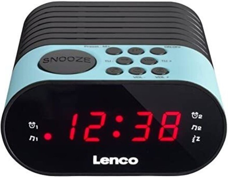 Radiowecker LENCO CR-07 Blau, UKW-Radio, Doppelalarm