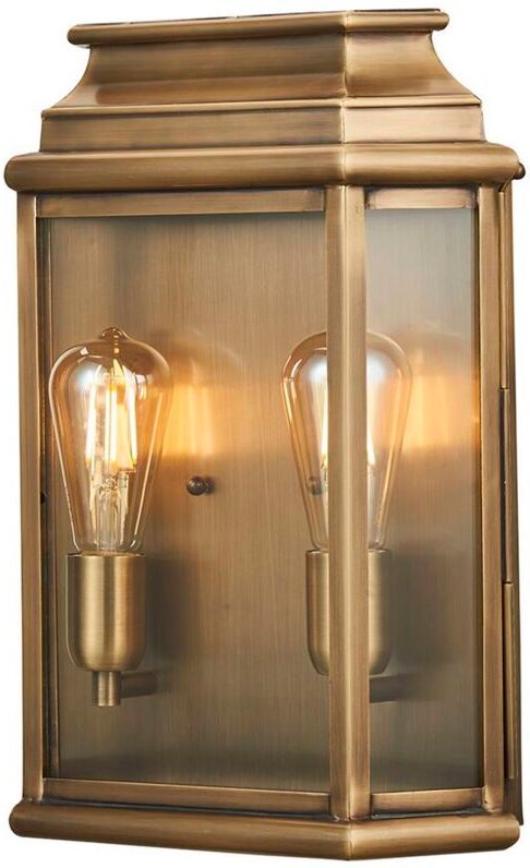 St Martins - 2 leichte große Wandlaterne - Messingbeschichtung IP44, E27 - Elstead