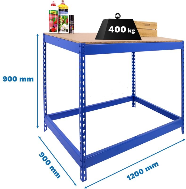 Simonrack Arbeitstisch Metall blau und Holz 900x1200 mm