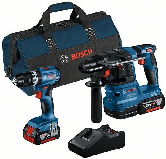 Bosch - Combo Kit 2-tlg. 18V: gsb 18V-45 + gbh 18V-22 + 2 x 4.0Ah + Ladegerät + Tasche