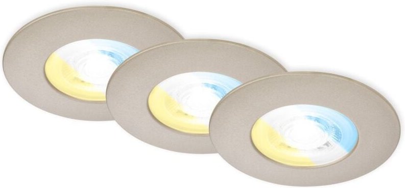 CTS LED recessed spots, set of 3, matt-nickel, 3xL